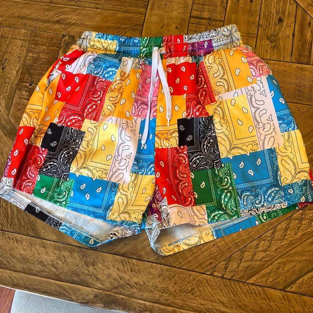 Women’s Bandana Theme Bright Colors Elastic Shorts Lightweight